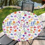 Sjzg - nappe ronde d'extrieur avec elastique 48in(120cm) - nappe de jardin elastique motif petites fleurs ...