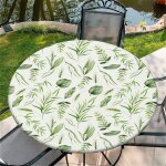 Sjzg - nappe ronde d'ext�rieur avec elastique 60in(150cm) - nappe de jardin elastique motif feuilles ...