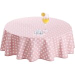 Sjzg - nappe ronde toile cirée 140cm pois rose et blanc, 350gsm 100% impermeable, elégante nappe anti ... Sjzg - nappe ronde toile cirée 140cm pois rose et blanc, 350gsm 100% impermeable, elégante nappe anti ...