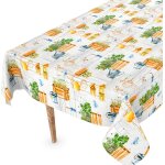 Sjzg - nappe en toile cire lavable, rectangulaire, ronde, ovale, bord coup, pour table de jardin, 200 ...