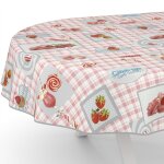 Sjzg - nappe en toile cire - lavable, pour table de jardin, bonbons, ovale, 160 x 140 cm, avec ourlet ...