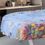 Sjzg - nappe en toile cire lavable, pour table de jardin, extrieur, intrieur, ovale, bord coup, motif ...