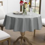 Sjzg - nappe en toile cire ronde 140 cm, grise vinly avec ourlet, aspect lin, impermable, nappe de ...