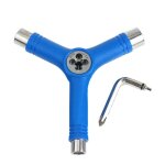 Skateboard repair y shape tool with l type wrench, bleu