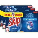 Skip lessive liquide en capsules active clean 3 en 1 - 78 lavages - lot de 3x26
