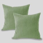 Slep - housse de coussin, 2 pices en velours ctel vert sauge, motif  rayures, pour chambre d'enfant ...