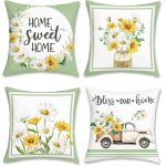 Slep - housse de coussin fleurs 45 x 45 cm home sweet home fleur camion ferme décoratif taie d'oreiller ... Slep - housse de coussin fleurs 45 x 45 cm home sweet home fleur camion ferme décoratif taie d'oreiller ...