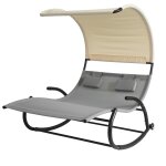 Sobuy ogs50 - hg bain de soleil transat a bascule 2 places avec auvent et 2 roulettes assise dossier ...