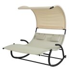 Sobuy ogs50 - mi bain de soleil transat a bascule 2 places avec auvent et 2 roulettes assise dossier ...