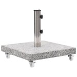Socle de parasol carr� 45 x 45 x 5 cm avec roulettes et adaptateurs usage ext�rieur en granit gris helloshop26 ...