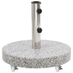 Socle de parasol rond 45 cm stable et facile a d�placer avec roulettes en granit gris helloshop26 02 ...
