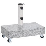 Socle de parasol stable avec roulettes pour ext�rieur 45 x 25 x 8, 3 cm en granite gris clair helloshop26 ...