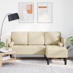 Sofa d'angle 3 places vidaxl crème 160 cm en tissu Sofa d'angle 3 places vidaxl crème 160 cm en tissu