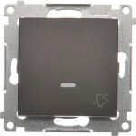 Sonnette - kontakt - simon - dd1l. 01 / 46 - bouton lumineux - r�tro�clairage - marron mat m�tallis�