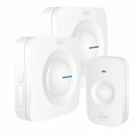 Sonnette de porte sans fil elro db3000 - 2x r�cepteur � piles - 64 m�lodies - 300m - blanc
