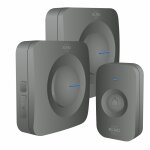 Sonnette de porte sans fil elro db3000 - 2x r�cepteur � piles - 64 m�lodies - 300m - noir