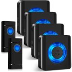 Sonnette sans fil 4 recepteurs, 1300ft sonnette de porte kit de carillon electronique, 58 mlodies extrieure ...