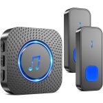 Sonnette sans fil, 400m longue porte exterieur etanche electronique, kit de carillon deux bouton emetteurs ...