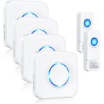 Sonnette sans fil etanche carillon de porte electrique portable, 300m gamme, 58 mlodies, volume a 5 ...