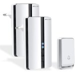 Sonnette sans fil exterieur etanche avec 2 rcepteurs, porte de 200m, ip65 etanche carillon, 51 mlodies ...