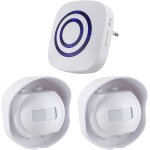 Sonnette sans fil kit de carillon de porte electrique avec 1 rcepteur et 2 dtecteur de mouvement pir ...