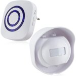 Sonnette sans fil kit de carillon de porte electrique avec 1 rcepteur et 2 dtecteur de mouvement pir ...