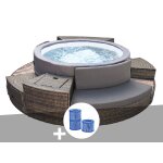 Spa portable netspa semi - rigide vita premium rond bulles 4 - 6 places + mobilier + 3 cartouches de ...