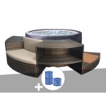 Spa portable netspa semi - rigide vita rond bulles 4 places avec mobilier + 3 cartouches de filtration ...