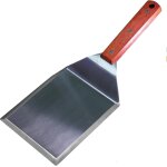 Spatule extra large en acier inoxydable avec poigne en bois pour barbecue, plaque de cuisson  dessus ...