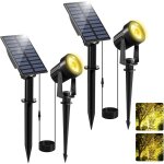 Spot solaire extrieur, 2 jeux de 3000k projecteur solaire exterieur puissante, etanche ip65 lampe solaire ...