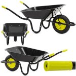 Springos� brouette de jardin 120 l chariot de transport acier roue pneumatique