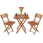 Springos ensemble de meubles de jardin en bois de htre imprgn 2 chaises + 1 table - brun clair