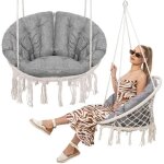 Springos� hamac chaise fauteuil suspendu balan�oire en coton coussin d?assise inclus pour jardin, patio, ...
