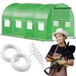 Serre de jardin tunnel - springos - 200 x 450 x 200 cm - m�tal galvanis� - protection uv - film pe 140 ...