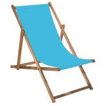 Springos� transat de jardin impr�gn� chaise longue pliante en bois de plage 120 kg - bleu