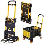 Stanley diable et caisse pliable set - chariot de transport 2 en 1 137 kg - plateau roulant avec caisse ...