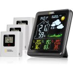 Station m�t�o couleur sans fil avec capteur ext�rieur va avec 4 zones de mesures pour int�rieur ou ext�rieur, ...