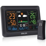 Station m�t�o radio avec capteur ext�rieur, �cran couleur num�rique dcf, thermom�tre int�rieur et ext�rieur, ...