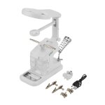 Station de travail pour fer  souder lectrique usb, avec loupe 3x / 4, 5x / 25x, lumires led, clips ...