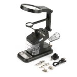 Station de travail pour fer  souder lectrique usb, avec loupe 3x / 4, 5x / 25x, lumires led, clips ...