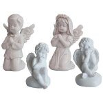 Statue d'ange en rsine, 4 pices, jolie sculpture d'ange de prire, bibelot de bureau, dcoration d'intrieur ...