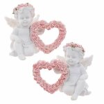 Statue d'ange rose r�tro en r�sine, 1 paire, f�erique rose avec coeur, ornement, cadeaux de saint - valentin, ...