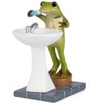 Statue d'animal de jardin de f�es, figurine miniature de grenouille de salle de bain ext�rieure - brosse ...