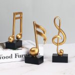 Statue artistique dcorative dore, figurine, note musicale, artisanat, ornements de bureau, pour salon, ...
