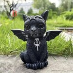 Statue de chat noir mystrieux et mignon, figurine de sorcire, dcor de bureau, ornement, sculpture ...