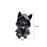Statue de chat noir en r�sine avec cape, chat mignon avec collier et cr�ne, ornements pour la maison, ...