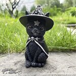 Statue de chat noir en rsine chat en rsine avec chapeau de sorcire, figurine de sculpture de jardin ...
