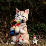 Statue de chat en r�sine ecologique, artisanat, d�coration de balcon, jardin, cour, maison, collection ...