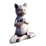 Statue de chat en r�sine grise 12cm, m�ditation bouddha, ornement de jardin
