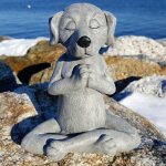 Statue de chien de m�ditation, sculpture de chien en r�sine, statue de yoga d'animal pour le bureau, ...